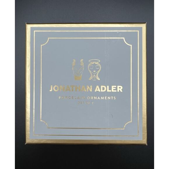 Jonathan Adler Naughty Nice Christmas Ornament Set Holiday White Figurines - Picture 10 of 10